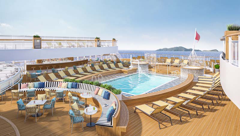 Panorama Pool Club op Cunard Line cruiseschip Queen Anne