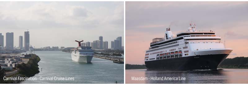 Carnival Fascination van Carnival Cruise Lines en Maasdam van 

Holland America Line