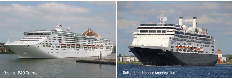 Oceana van P&O Cruises en Rotterdam van Holland America Line