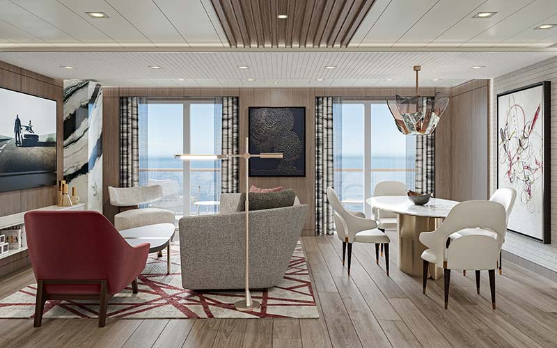 oceania suite woonkamer op cruiseschip vista van oceania cruises
