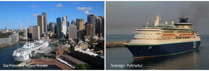Sea Princess van Princess Cruises en Sovereign van Pullmantur