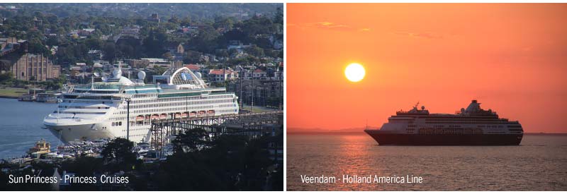 Sun Princess van Princess Cruises en Veendam van Holland America 

Line